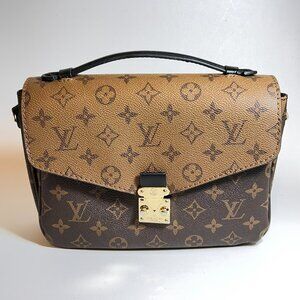 Louis Vuitton Pochette Metis HAND Bag MM Brown Leather Monogram Reverse